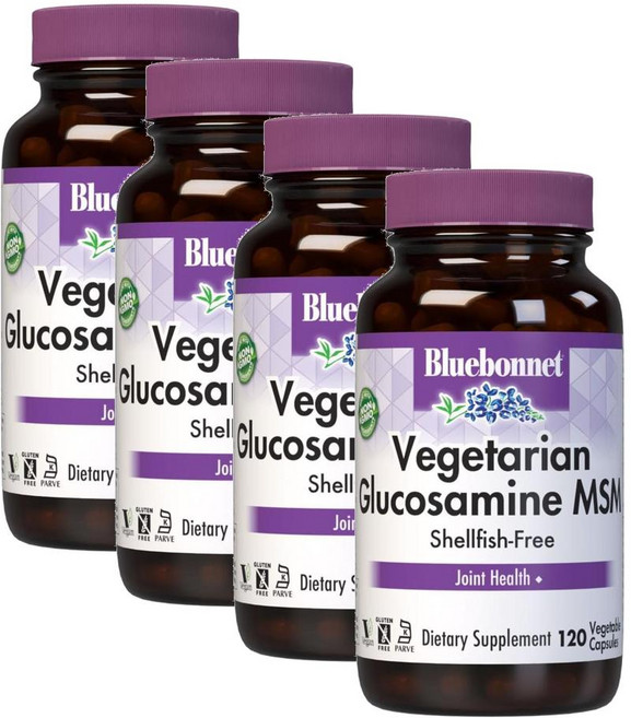 블루보넷 베지테리언 글루코사민 엠에스엠 BlueBonnet Vegetarian Glucosamine MSM, 4개, 120정