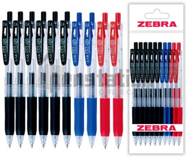 제브라 사라사 클립 중성펜 흑색/청색/적색 세트, 1개, 사라사클립 0.4mm 흑색6개+청색2개+적색2개 세트