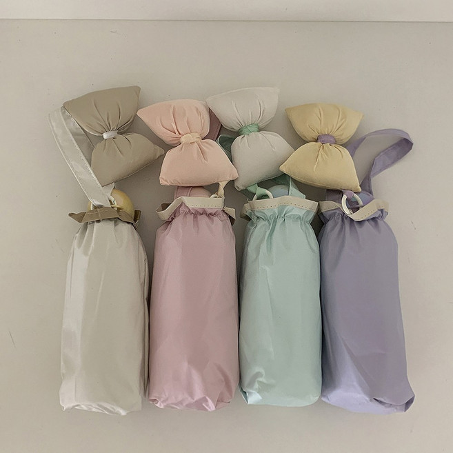 블링살롱 자체제작 오로라 리본 UV 차단 초경량 암막 3단 자동 양산가방세트 4컬러 예쁜양산 선물