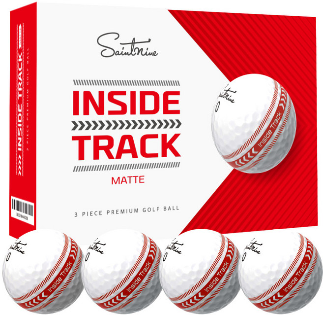 세인트나인 인사이드 트랙 매트 3피스 골프공 1다즌 12알, 화이트 레드라인, 3개, 12개입