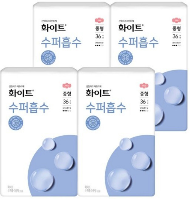 화이트 수퍼흡수 중형 36개 x 4팩, 36개입, 4개
