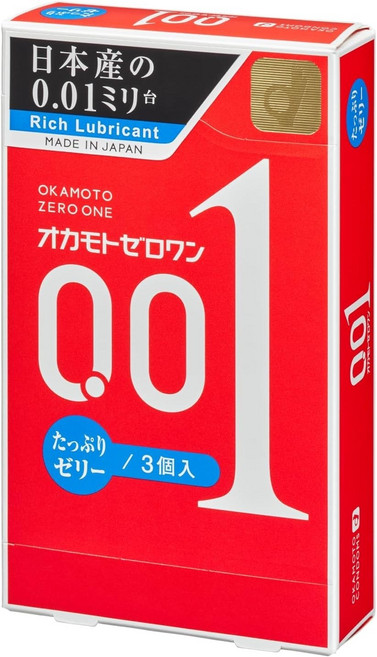 오카모토 001 제로원 0.01mm 충분한 젤 타입 8개입 초박형 일본 정품, 1박스