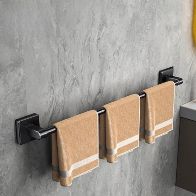 ErrifY 강력한 무타공 접착식 욕실 화장실 수건걸이, 다크블랙, 1개