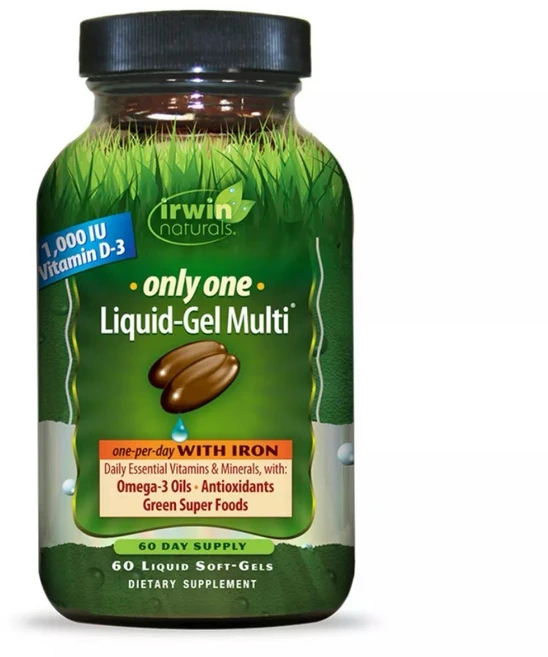 Irwin Naturals ❤️어윈 내추럴스 온리 원 액상형 멀티젤 철분 함유 액상 소프트젤 60정 127 132166, 1개 - 쿠팡