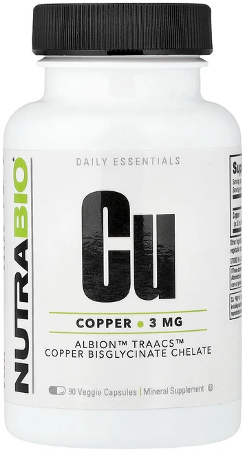 NutraBio 구리 비스글리시네이트 킬레이트 3mg 베지 캡슐 90정 NutraBio (뉴트라바이오), 1, 90 - 쿠팡