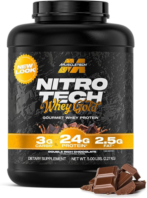 머슬테크 니트로 테크 웨이 골드 프로틴 단백질 보충제, 2.27kg, 더블 리치 초콜릿, 1개 - 쿠팡