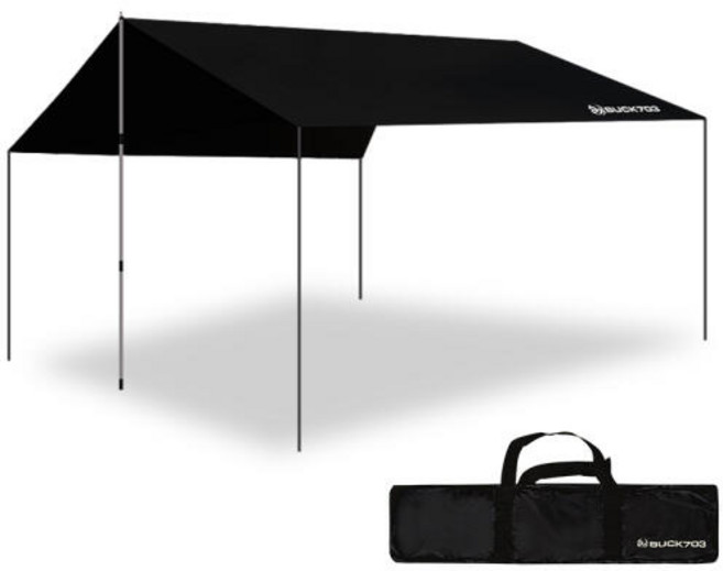 BUCK703 SALE 블랙코팅 암막 렉타 타프 중(폴대미포함) 캠핑타프 방수타프 렉타타프 그늘막 헥사타프