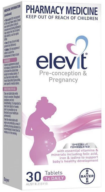 호주 엘레비트 임신 전 임신 후 30정 여행 필수 영양제 영양소 보충제 건강 보조 식품 임산부 선물, 1개 - 쿠팡