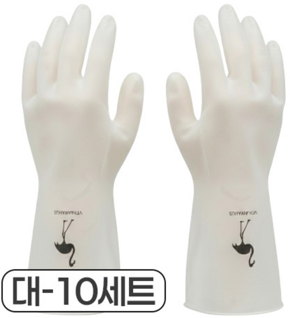 채움애 니트릴 고무장갑 설겆이 주방 청소 장갑, 10세트, 대(L), 화이트