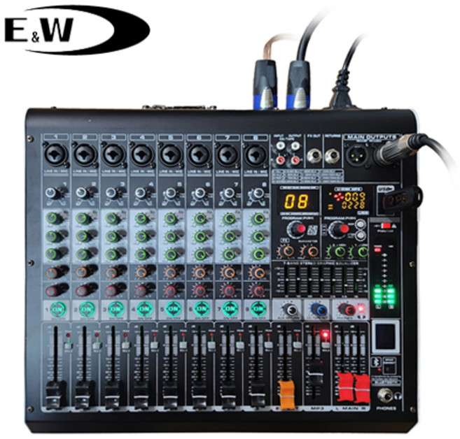 EW 파워드믹서앰프 600WX600W 8채널 EPX-2000 녹음 블루투스 USB 48V팬텀 랙장착브라켓포함