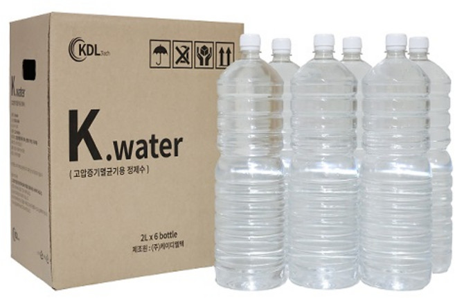 K Water 고압증기멸균기용 정제수 증류수 오토클레이브용 오토클레이브용 2L x 6통, 1박스