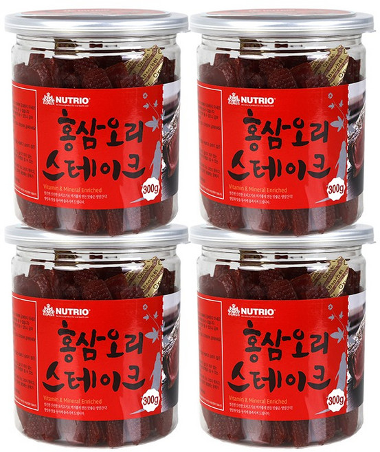 뉴트리오 스테이크 반려견 간식, 혼합맛(홍삼/오리스테이크), 300g, 4개