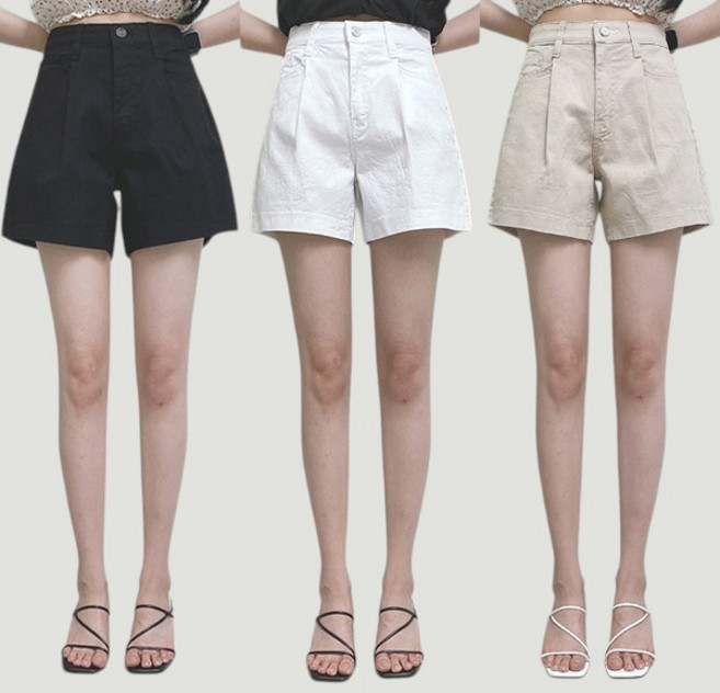 [제이엠스타일] 국산!! S~3XL 여성 여름 스판 면 반바지 썸머 쿨 4부 핀턱 팬츠 여자 빅사이즈 허리 밴딩 블랙 화이트 검정 아이보리 베이지 키작녀 키큰녀