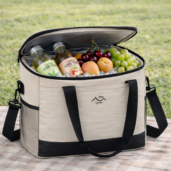 모아르코 쿨러백 캠핑 피크닉 골프 보냉백, 베이지, 1개