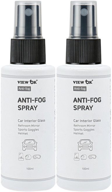 뷰오케이 차량용 김서림방지제 100mlx2통 스프레이 욕실 유리 거울 고글 습기제거, 100ml, 2개
