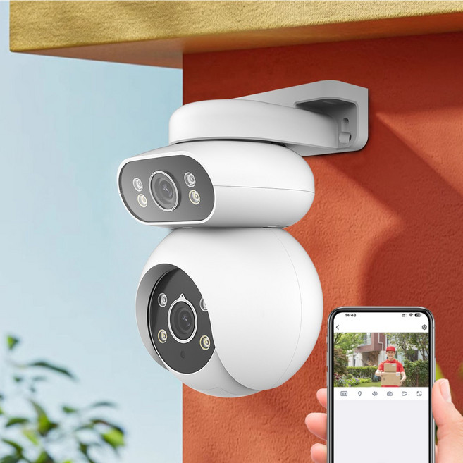 AI 듀얼 카메라 1000w 고화소 CCTV 풀컬러 나이트 비전 360도 회전형 움직임 추적 스마트 WiFi 홈 카메라 실외용, CS201-AE, 1개