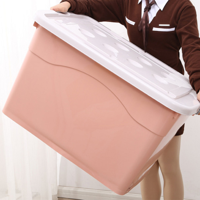 CKLIVING 특대형 플라스틱 리빙박스 대용량 수납정리함, 코랄, 1개