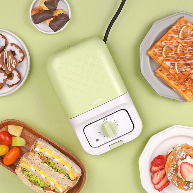 보본 VOBON 스핀오프 다이얼 샌드위치 와플 크로플 도넛 메이커 VB-SM203 그린