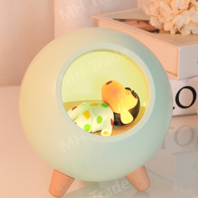 짱구 LED 무드등 캐릭터 취침등 짱구 블루투스스피커, 밀크 그린A