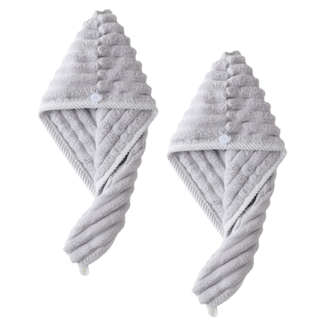 아킴 헤어캡 머리 말리는 수건 헤어타올 머리수건 머리말리는 헤어수건 여성 머리수건, 2개, 그레이