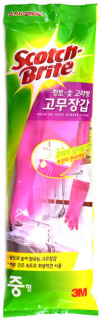 스카치브라이트 황토 숯 고리형 고무장갑, 중(M), 10개