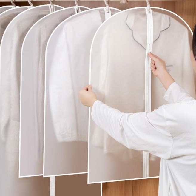 라워스 먼지차단 반투명 지퍼형 옷 커버걸이, 1세트, 5개입
