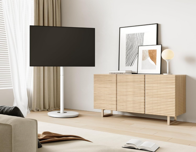 FITUEYES 티비 거치대 좌우 조절 가능 티비스탠드 휴대용 tv거치대 32~65인치 이동식tv 적용 35KG 하중 이동식 tv 거치대, 1개, S02M1444A