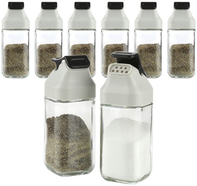 엘레멘탈키친 시노글라스 원터치 양념병 블랙, 8개, 80ml