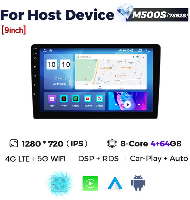 NaviFly 9 10 인치 1280*720 차량용 멀티미디어 비디오 플레이어 범용 스테레오 라디오 GPS For Volkswagen Nissan Hyundai Kia Toyo, 9 M500S 4G 64G, 9 M500S 4G 64G