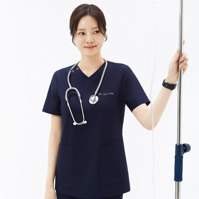 [더유니폼랩] 레귤러핏 스냅단추 스크럽복 지퍼 OS-221