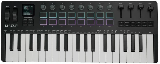 M-VAVE SMK-37 PRO 키보드 37키 MIDI 컨트롤러 (윈도우 맥 iOS 안드로이드용) ​ 내장 신디사이저 엔진 포함, 03 Black And White