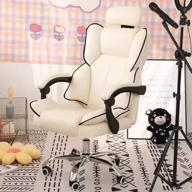 침대형의자 컴퓨터 책상 사무실 리클라이너 의자 뉴미스티 중역 게이밍 사장님, Y. 고급스럽고 편안한 스펀지 시트 쿠션 화이