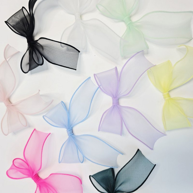 여아 오간디 양갈래 리본핀 헤어 머리 삔 공주 발레 유아 아기 벨롱비