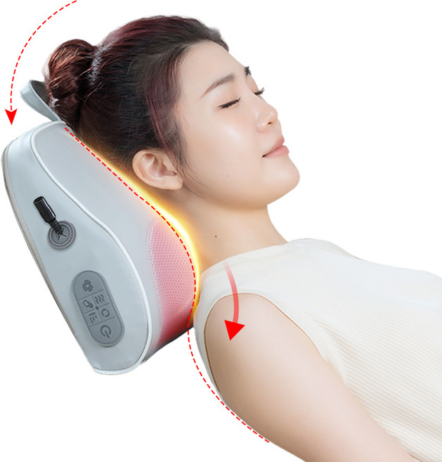 목어깨 안마기 베게 쿠션 안마기 목 어깨 마사지기 베개 안마기 마사지기 무선 충전 주무름 온열, 그레이