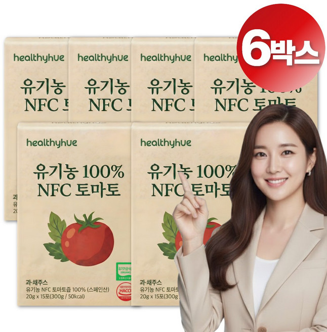 헬씨휴 유기농 NFC 토마토 100% 착즙 원액 스틱, 6개, 300g