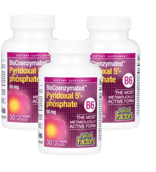 네츄럴팩터스 바이오코엔지메이티드 B6 피리독살 5'-포스페이트 50mg 베지 캡슐 30정, 3팩 - 쿠팡