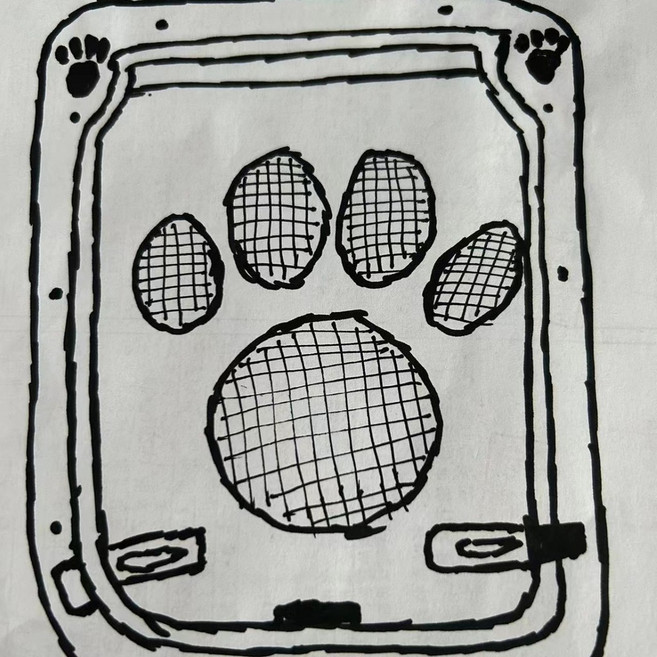 寵物用品 狗爪印門 防咬小型犬貓咪紗窗門 貓狗門 寵物進出小門 貓門 狗門, 1個, 黑色, 黑色
