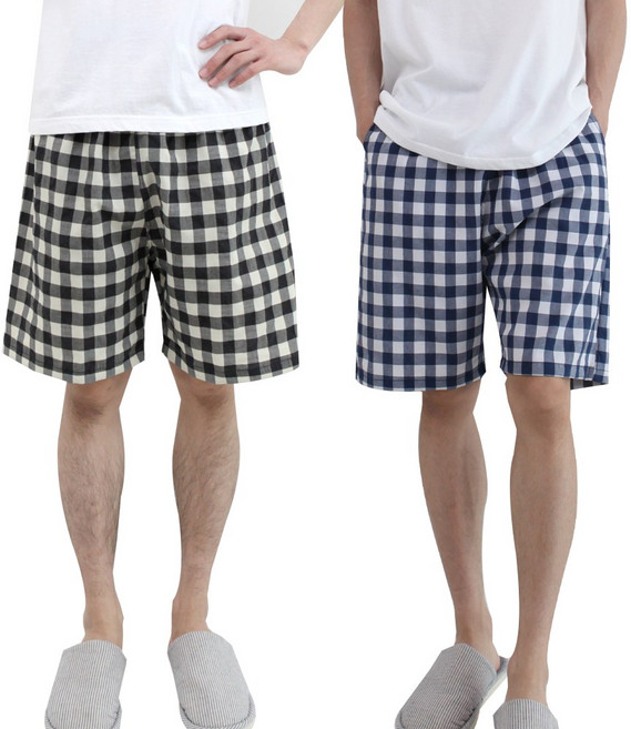 (2장) 슬레진저 남성 큰체크 5부 7부 잠옷바지 남자 파자마 주머니 반바지 홈웨어 잠옷 하의 1+1