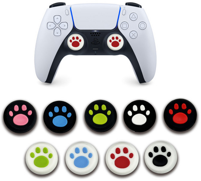 PS4 PS5 아날로그 스틱커버 발바닥 / 듀얼센스 듀얼쇼크 PS3 XBOX 360 ONE, 1세트, 화이트레드