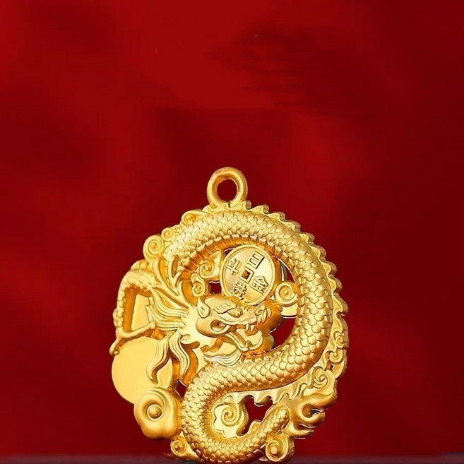 龍牌吊墜十二生肖龍招財黃銅掌財龍手把件把玩轉轉復古吊牌手把件, 1個, 合金大號圓形龍牌【單個】:合金大號圓形龍牌【單個】