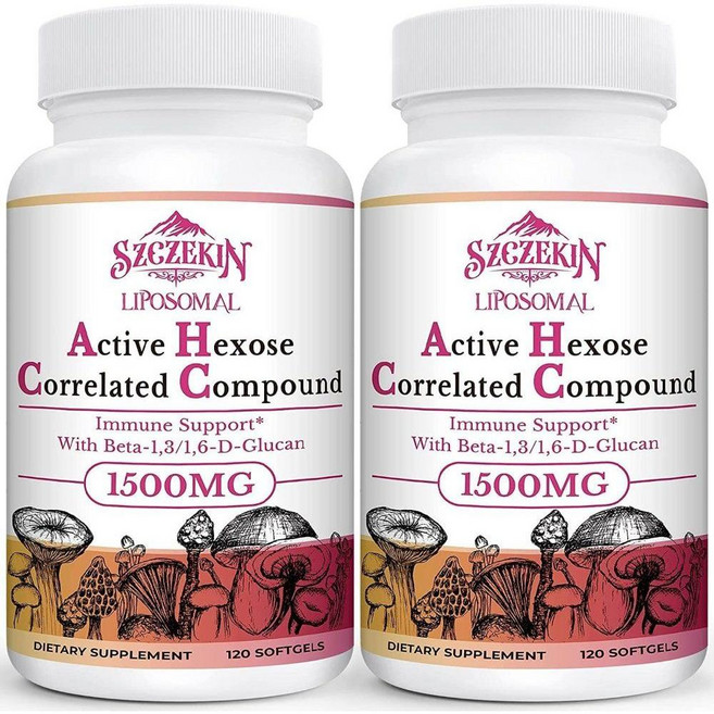 슈체친 리포좀 AHCC 1500mg 베타글루칸함유 소프트젤 120정 2개 240정, 활성 헥소스 AHCC 120캡슐 2팩 세트