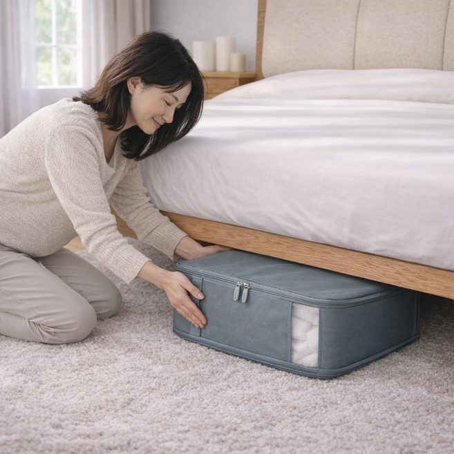 피데움 의류 이불 압축 파우치 수납 정리함, 모던그레이, 2개