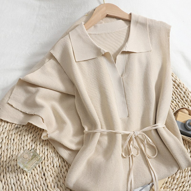 아이엠몽 여성 카라 매듭 골지 원피스