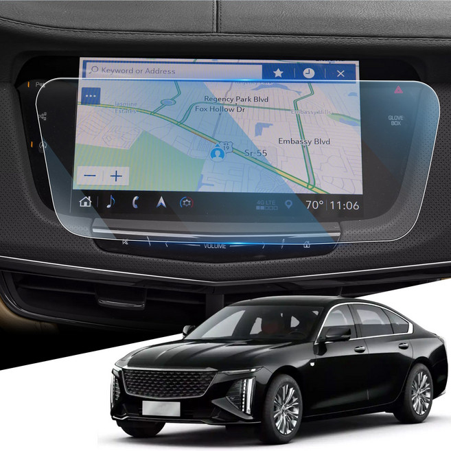 RUIYA 캐딜락 CT6 네비게이션 강화유리 지문방지 액정보호필름 2016 2017 2018 2019 2020 2021 2022, 네비-10.2인치, 1GB