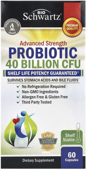 바이오슈워츠 어드밴스드 스트렝스 프로바이오틱 400억 CFU 캡슐 60정, 4개 - 쿠팡