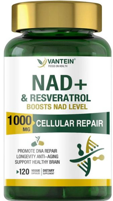 TEATTY NAD+ & Resveratrol Supplement - NMN Alternative with 120 Capsules Anti-Aging Cellular Supp, 1개
