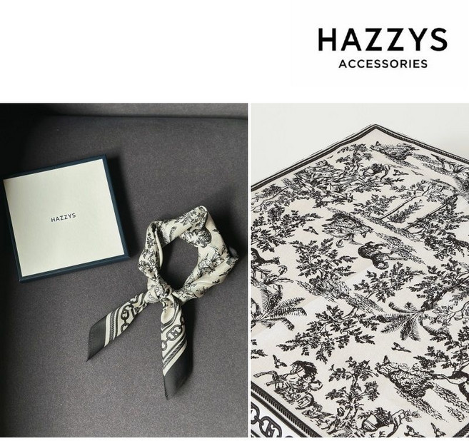매장정품 HAZZYS 헤지스 [선물포장][신상] Toile de Jouy 블랙 사각 실크 스카프 HISC4E300BK 1693473, 매장정품 HAZZYS 헤지스 [선물포장][신상] Toi