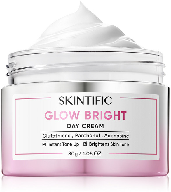 SKINTIFIC GLOW BRIGHT 亮顔霜 素顏霜 透亮美肌 均勻膚色 自然提亮, 1個, 素顏霜,單件, 30g