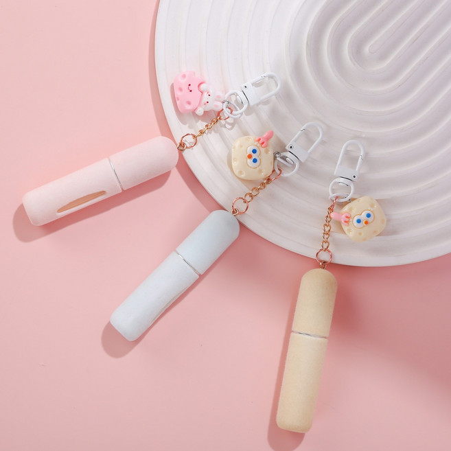 귀여운 토끼 가방 걸이 겸 향수 소분 용기, 1개, 분홍색