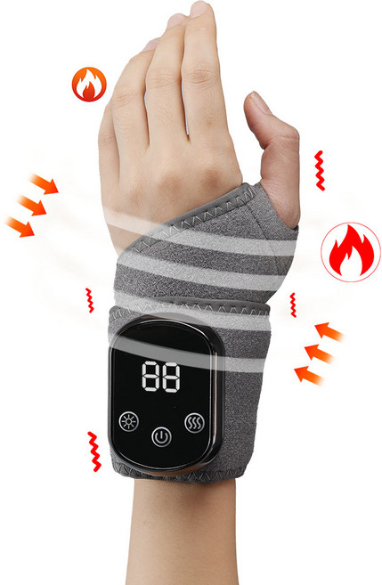 Garrl 손목보호대 진동 온열 손목 마사지기 데일리 압박 손목찜질기 5단계 온도조절 3단계 진동 블랙 1p